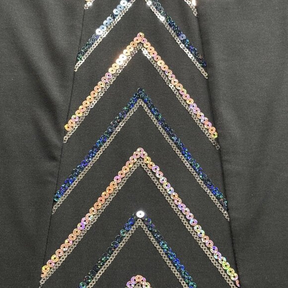 Bob Mackie Wearable Art Top Womens XXS Black Tunic Sequin Chevron‎ Party Formal - Picture 5 of 16